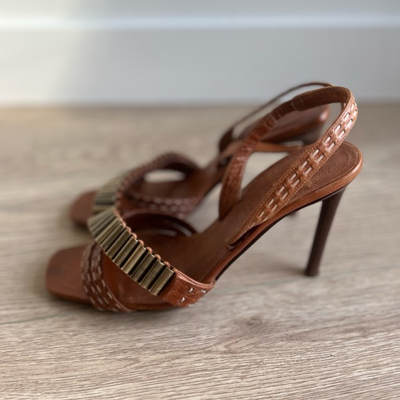 CELINE Leather Stiletto Slingback with metal accent — US 6.5 - Picture 6 of 8